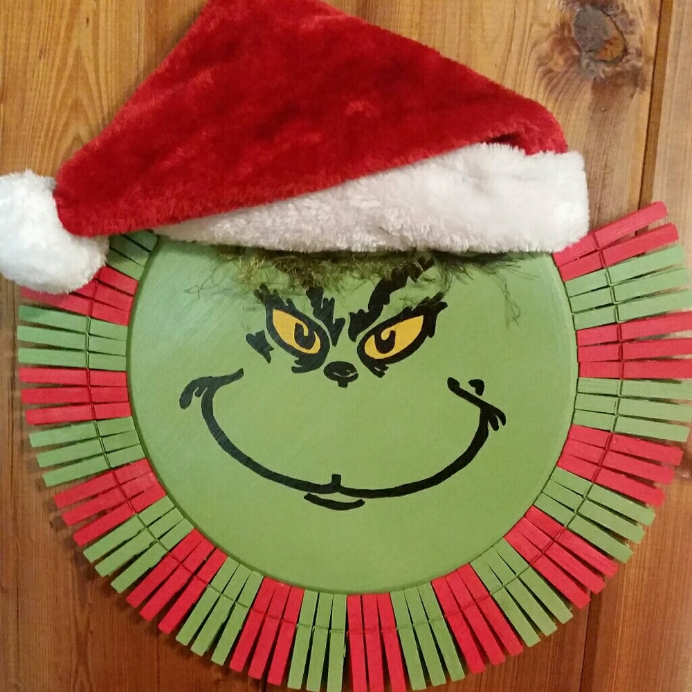 Handmade "Mr. Grinch" wreath